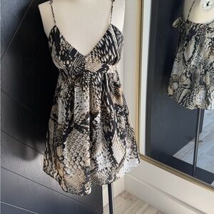 Zara Black and Cream Snake Print Mini Dress